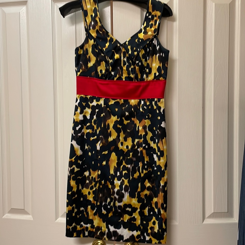 Silky animal print with red waist band